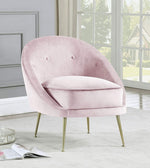 Joanne Pink Soft Velour Fabric Accent Chair