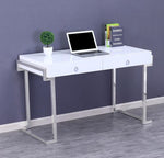 Kendrick White Wood/Silver Metal Office Desk