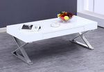 Lessie White Wood/Silver Metal Coffee Table