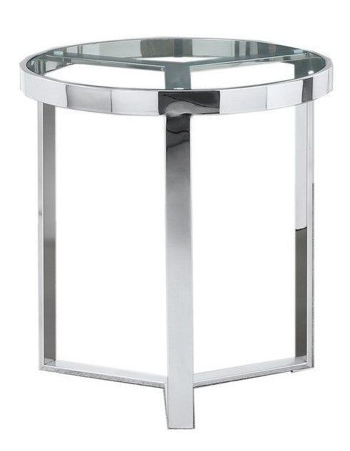 Merve Clear Glass/Silver Metal End Table