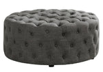 Sherlyn Grey Linen Round Accent Ottoman