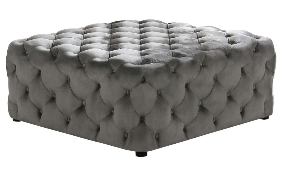 Sherlyn Grey Velvet Square Accent Ottoman