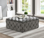 Sherlyn Grey Velvet Square Accent Ottoman