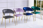 Tracy 2 Blue Velour/Gold Metal Arm Chairs