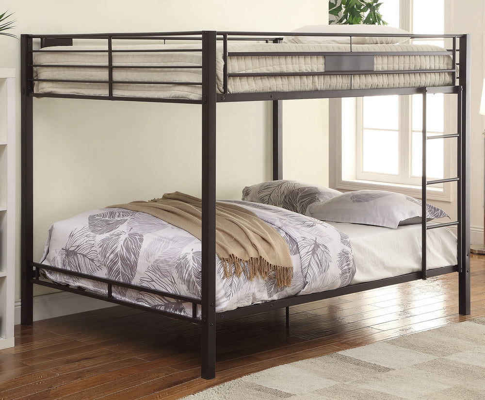 Kaleb Sandy Black Metal Queen over Queen Bunk Bed