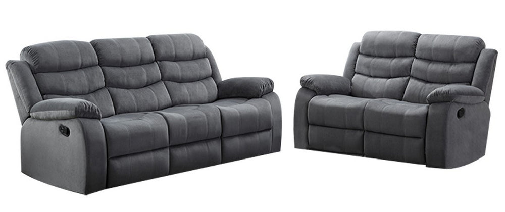 Jim 2-Pc Gray Fabric Manual Recliner Sofa Set