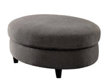 Sarin Warm Gray Linen-Like Fabric Ottoman