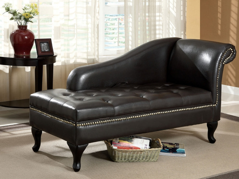 Lakeport Black Leatherette Storage Chaise