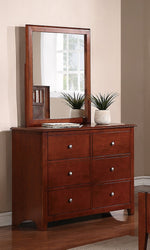 Rosario Cherry Wood 6-Drawer Dresser with Mirror