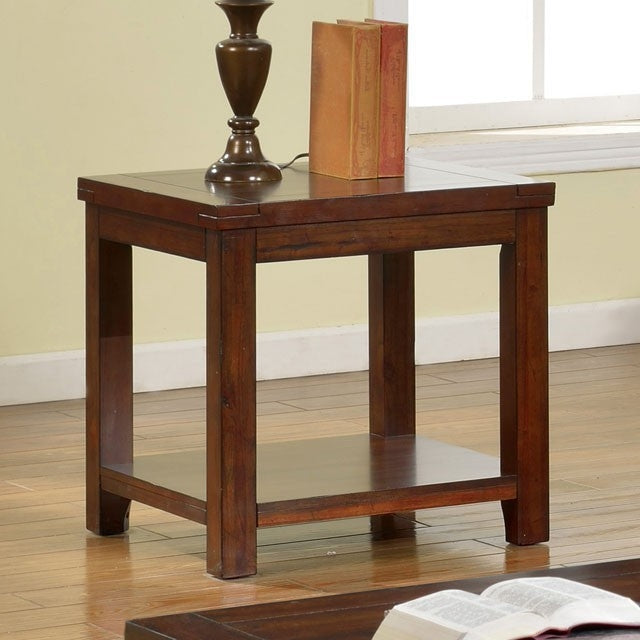 Estell Dark Cherry Wood End Table