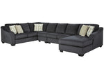 Eltmann 4-Pc Slate Chenille Fabric RAF Sectional Sofa (Oversized)