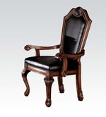 Chateau De Ville 2 Black PU Leather/Cherry Wood Arm Chairs