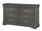 Louis Philippe Dark Gray Wood 6-Drawer Dresser