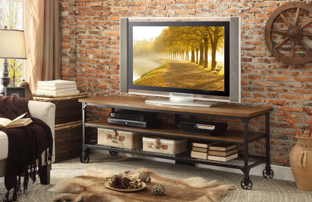 Millwood Distressed Ash Wood/Metal TV Stand