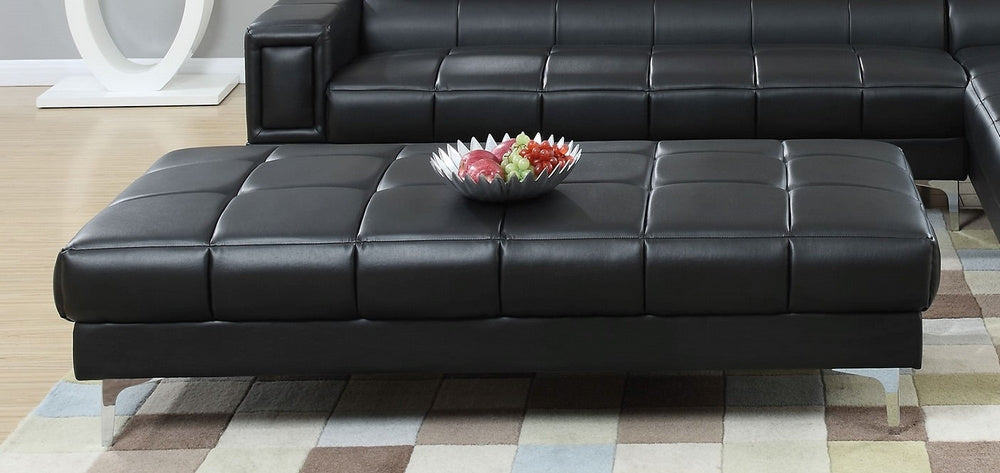 Ileana Black Bonded Leather Cocktail Ottoman