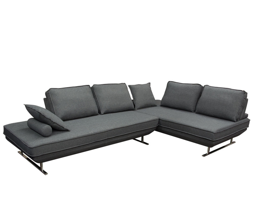 Dolce 2-Pc Grey Fabric Sectional Sofa