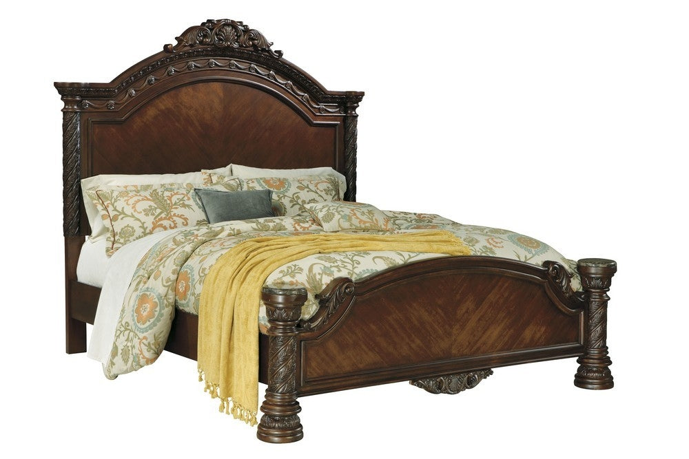 North Shore Dark Brown Wood Cal King Poster Bed (Oversized)