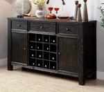 Sania Antique Black Wood Server w/ Wine Rack