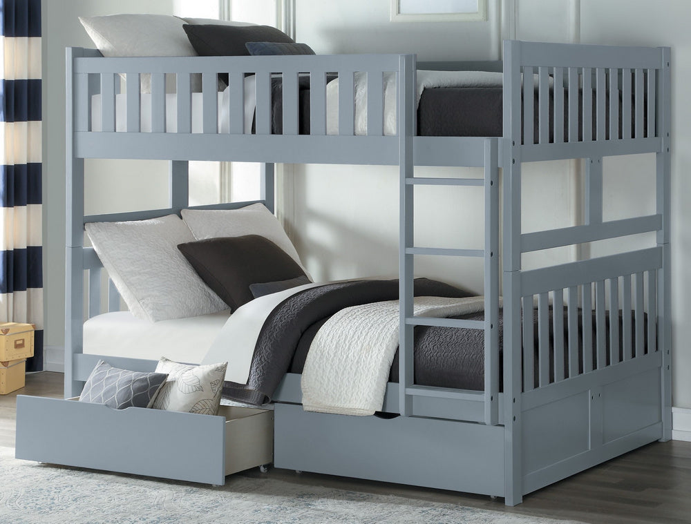 Orion Gray Wood Full Bunk Bed with Underbed Storage