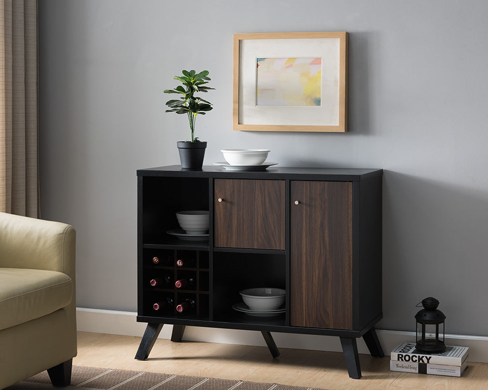 Orsina Black Wood Server with 5 Shelves