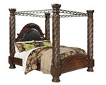 North Shore Dark Brown Wood Cal King Canopy Bed (Oversized)