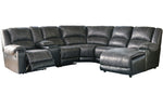 Nantahala 6-Pc Slate Faux Leather Manual Recliner RAF Sectional Sofa with 2 Armless Recliners