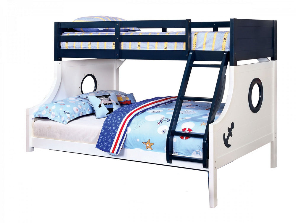 Nautia Blue/White Twin over Full Bunk Bed