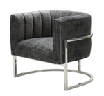 Magnolia Grey Velvet/Silver Finish Metal Accent Chair