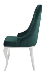 Dekel 2 Green Fabric/Silver Metal Button Tufted Side Chairs