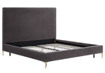 Delilah Grey Textured Velvet King Platform Bed (Oversized)