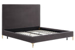 Delilah Grey Textured Velvet Queen Platform Bed