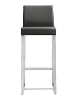 Denmark 2 Grey Vegan Leather/Steel Bar Stools