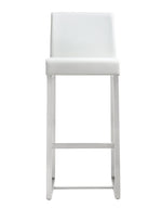 Denmark 2 White Vegan Leather/Steel Bar Stools