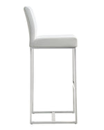 Denmark 2 White Vegan Leather/Steel Bar Stools