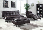 Dilleston Contemporary Brown Leatherette Chaise