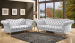 Dixie Metallic Silver Fabric Sofa with Rolled Arm (Oversized)