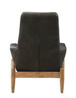 Dolphin Black Top Grain Leather Accent Chair