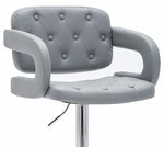 Doretta Gray Leatherette/Chrome Metal Swivel Bar Stool