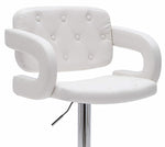 Doretta White Leatherette/Chrome Metal Swivel Bar Stool