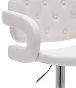 Doretta White Leatherette/Chrome Metal Swivel Bar Stool