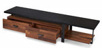 Elling Walnut Wood/Black Metal TV Stand with 2 Drawers