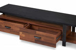 Elling Walnut Wood/Black Metal TV Stand with 2 Drawers