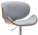 Emilia Gray Leatherette/Chrome Metal Bar Stool