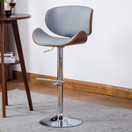 Emilia Gray Leatherette/Chrome Metal Bar Stool