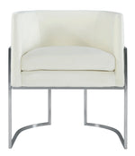 Giselle Cream Velvet/Silver Metal Arm Chair