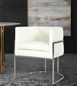 Giselle Cream Velvet/Silver Metal Arm Chair