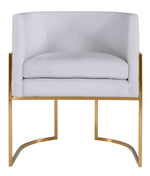 Giselle Grey Velvet/Gold Metal Arm Chair