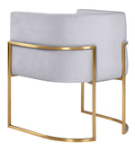 Giselle Grey Velvet/Gold Metal Arm Chair