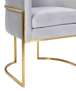 Giselle Grey Velvet/Gold Metal Arm Chair