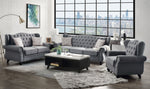 Hannes Gray Fabric Button Tufted Sofa with 2 Pillows